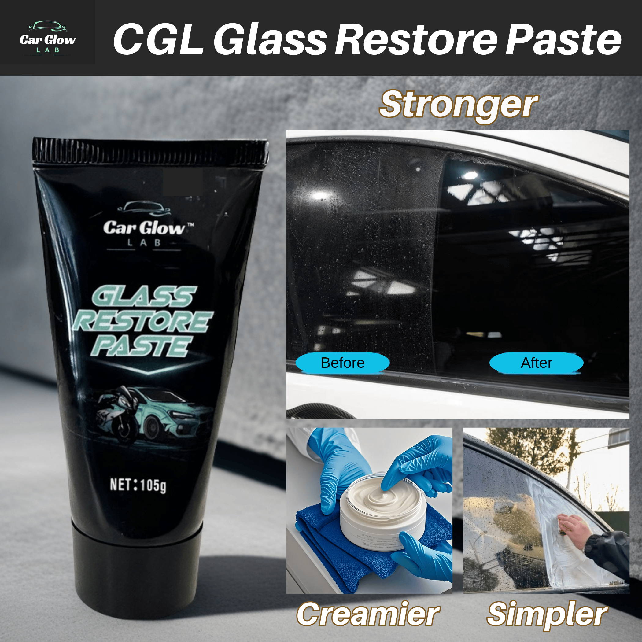 [CGL] Glass Restore Paste，Acid Rain Remover，Glass Cleaner，Oil Film Remover，Glass Polishing Compound