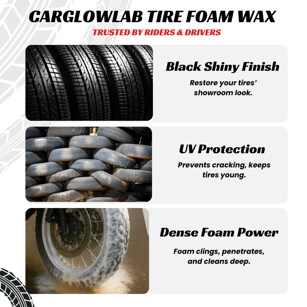 CGL Tire Foam Cleaner, Tire Sealant, Instant Deep Black Shine, High Gloss, Protective Wax