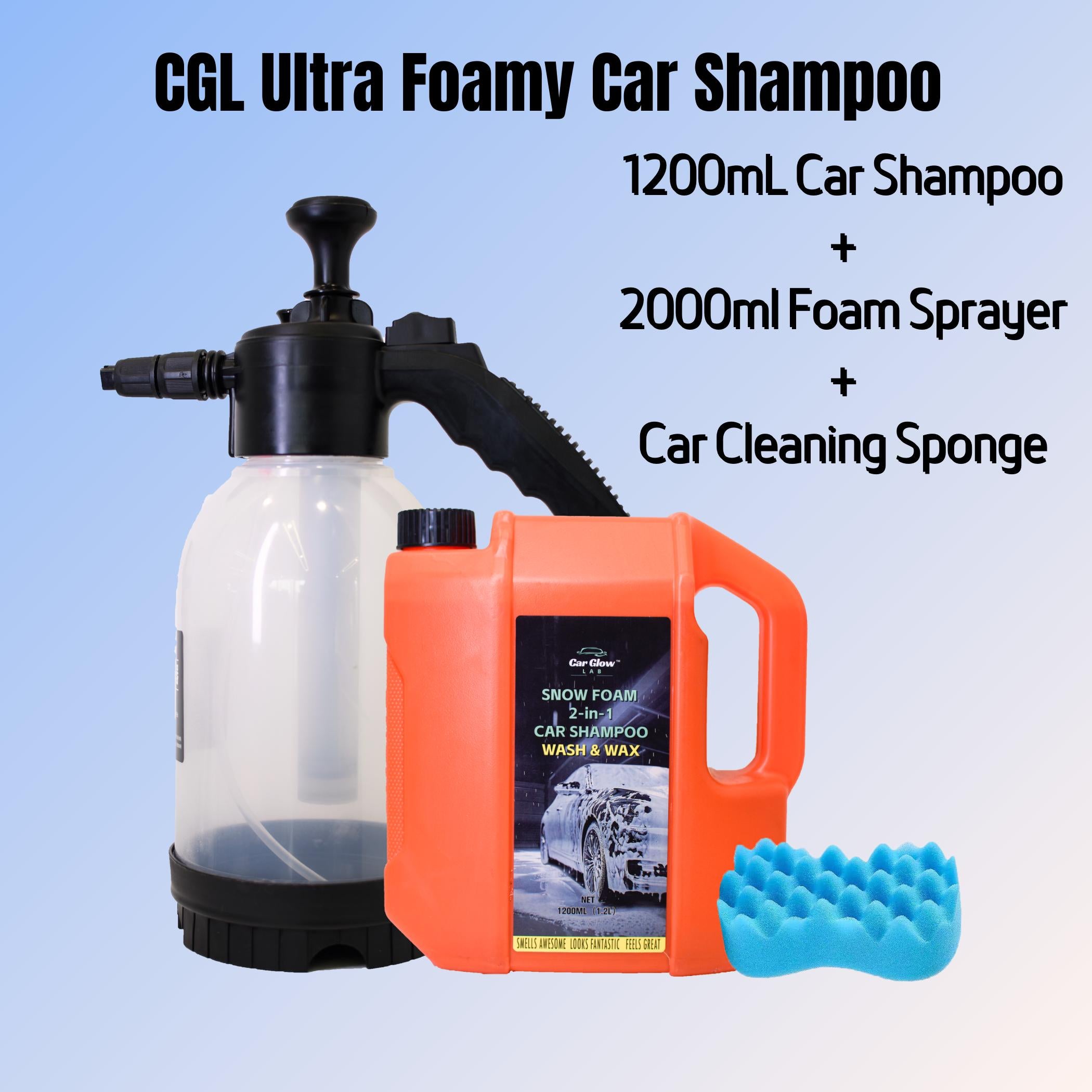 [CGL] 1.2 Liter Car Shampoo with Wax, Ultra Foamy, PH Neutral, Motorcycle Shampoo, 10x High Grade